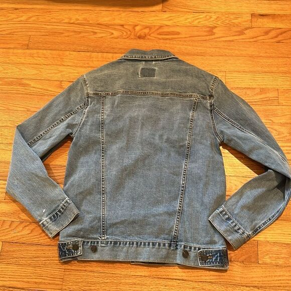 Denim cotton jean jacket western style book & hat appliqué pads size small - Picture 8 of 9